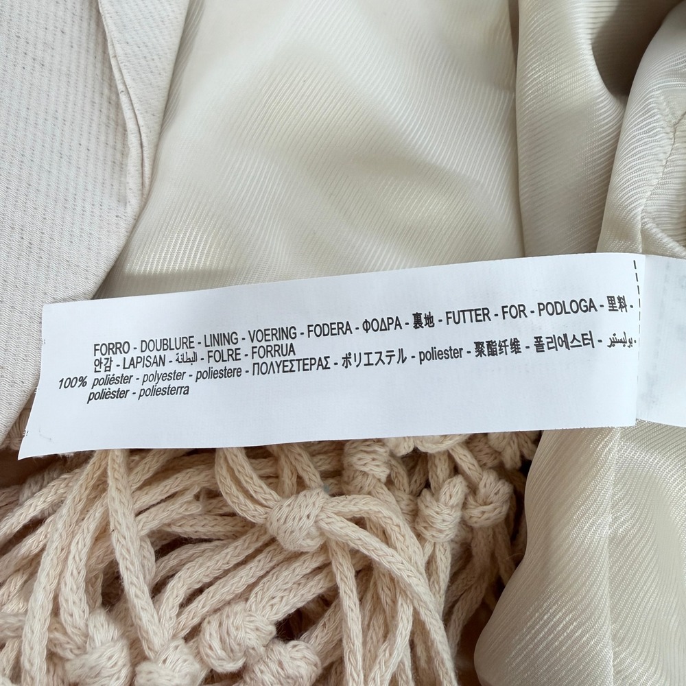 ZARA Women XS Ecru Cream Cropped Macrame Fringe Blazer Jacket - Picture 10 of 10